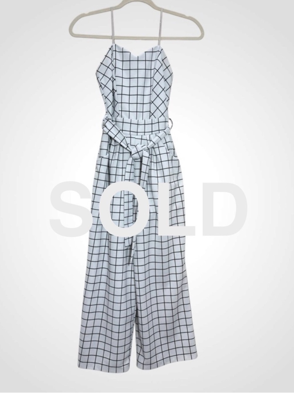 Emerald Sundae XS Grid Print Jumpsuit Fully Lined Adjustable Straps